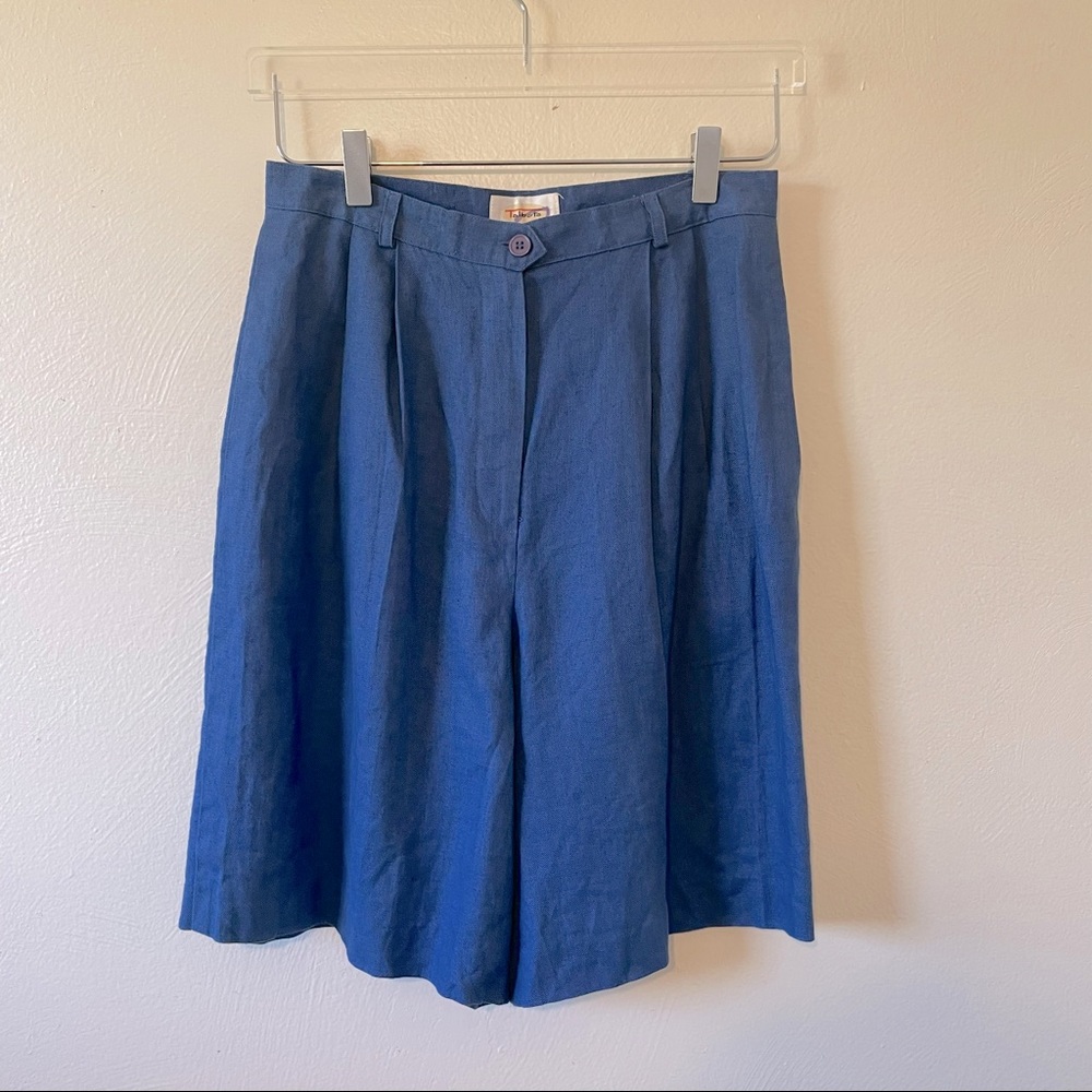 Vintage Talbots Irish Linen Pleated Blue Shorts 10